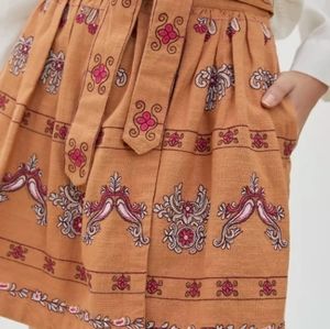 ♥️Anthropologie Meghan 🤎 Embroidered Mini Skirt